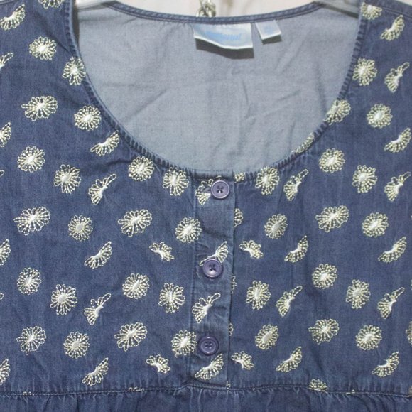 National Since 1952 Embroidered Casual Blue House Dress Size Extra Large - Picture 2 of 5